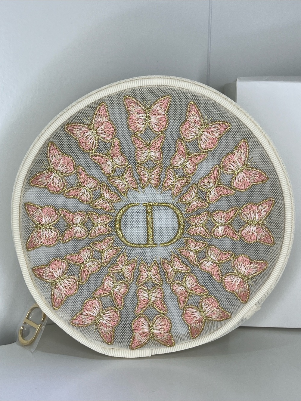 Dior Butterfly Embroidered Cosmetic Pouch CD Logo NIB